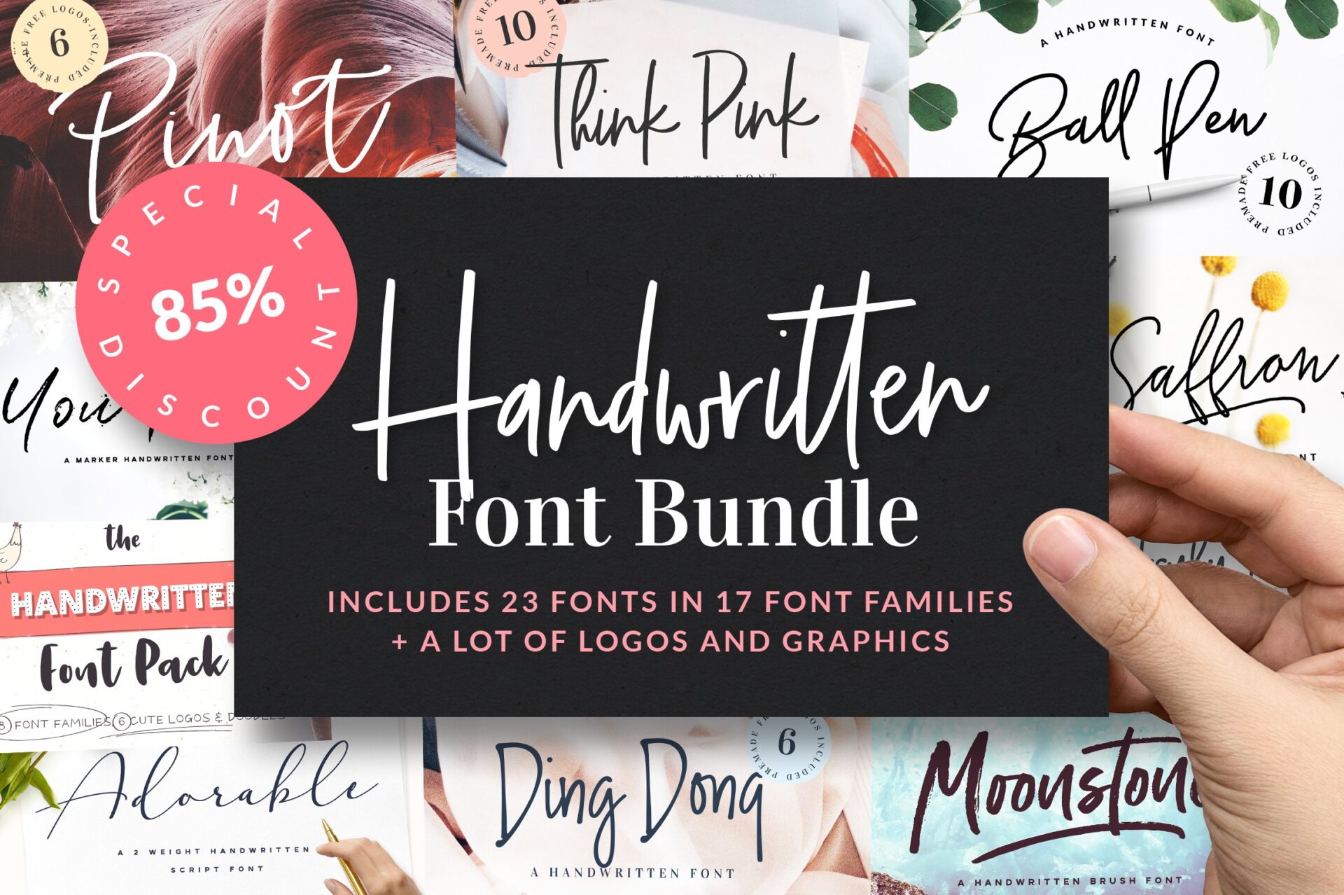 10 Best Handwritten Font Bundles (2023 Update) - 03 Handwritten Font Bundle 23 fonts 17 font families