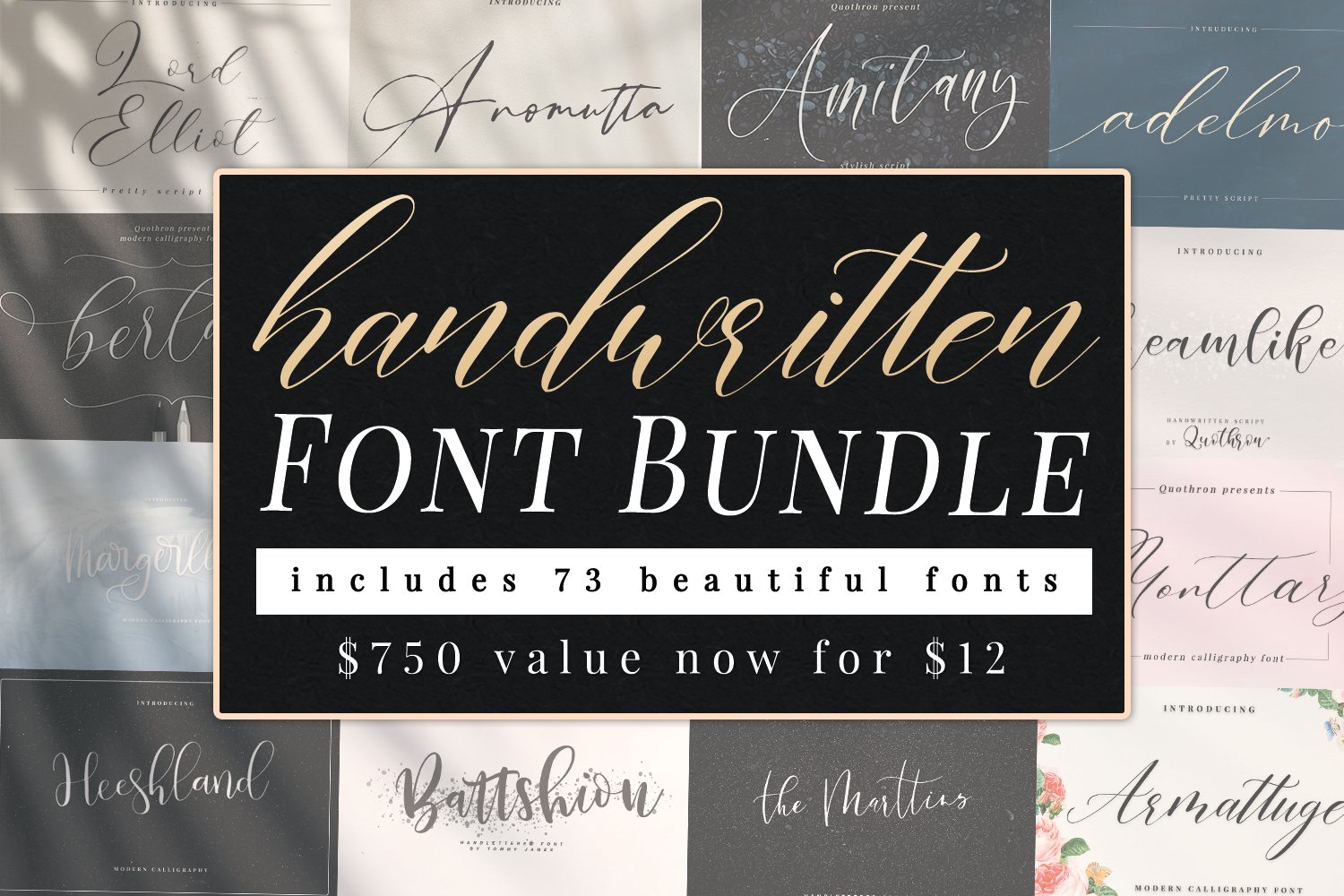 10 Best Handwritten Font Bundles (2023 Update) - 10 Handwritten Font Bundle 73 Typefaces
